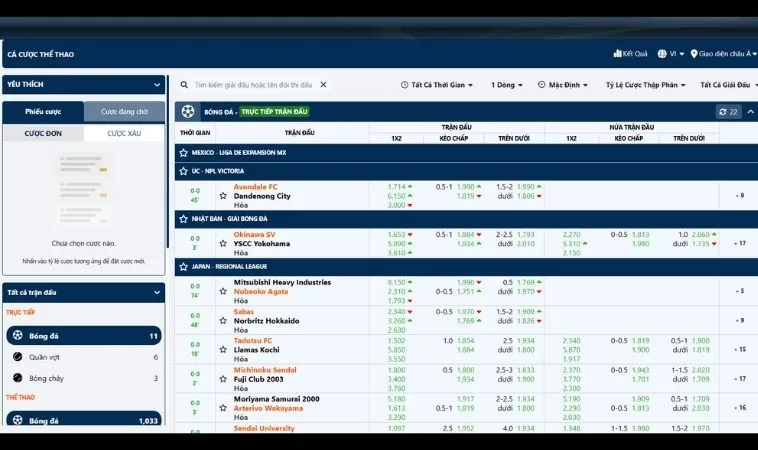 Giao diện cá cược thể thao ANO88